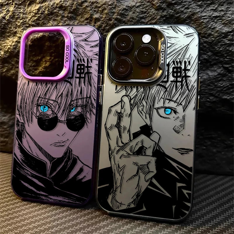 Jujutsu Kaisen Gojo Fashion For iPhone 15 14 13 12 11 Pro Max XS Max X XR 7 8 Plus 6S Fashion Colorful Silver Phone Case