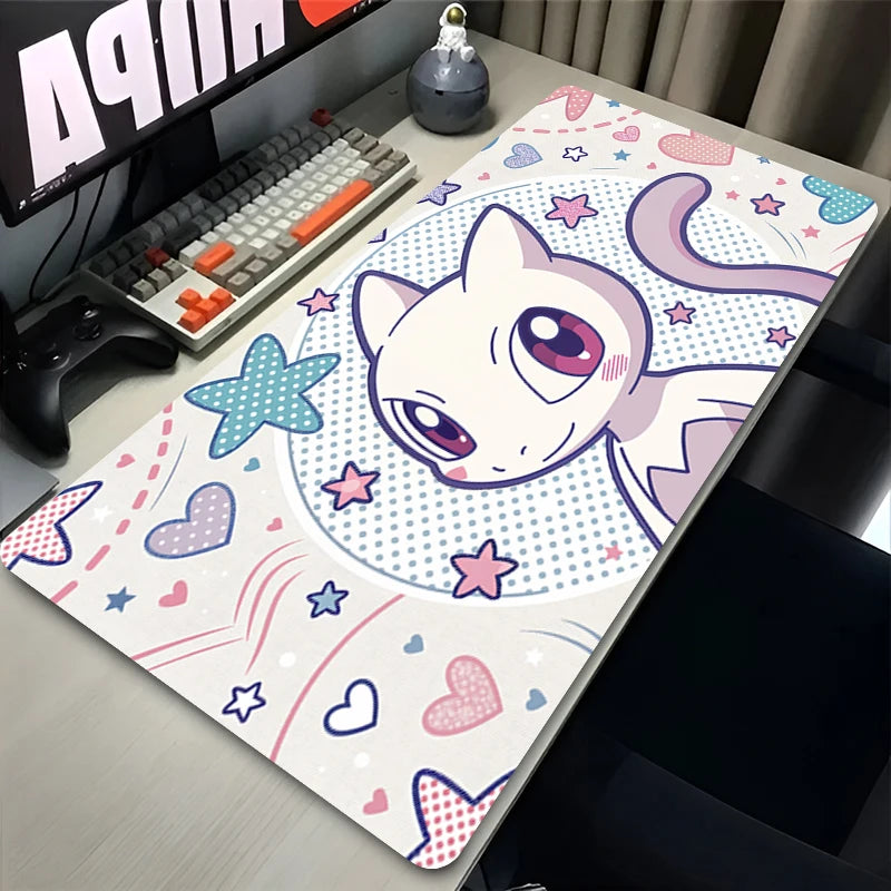 Purple Mouse Pad Large Gamer P-pokemon Mewtwo Keyboard Desk Mat XXL Carpet Rubber Tapis Souris PC Gaming Accessories Mousepad