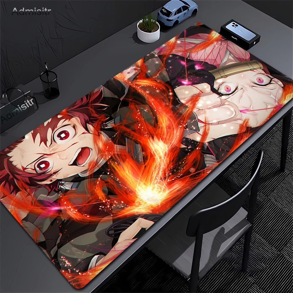 Mouse Pad Gaming Laptops Keyboard Mat Xxl Pc Desk Protector Deskmat Gamer Mats Anime Demon Slayers Rengoku Kyoujurou Pc Mousepad