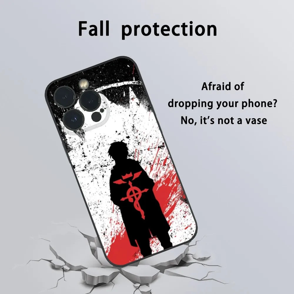 F-Fullmetal A-Alchemist Anime Phone Case For iPhone 15 14 13 12 11 Pro Xs Max Mini XR X 7 8 Plus Black Frosted Soft Shell Funda