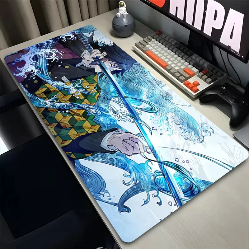 Mouse Pad Laptop Anime Extended Desktop Mat Computer Gamer D-demon Slayer Tomioka Giyuu Mousepad Gaming Accessories Keyboard Pad