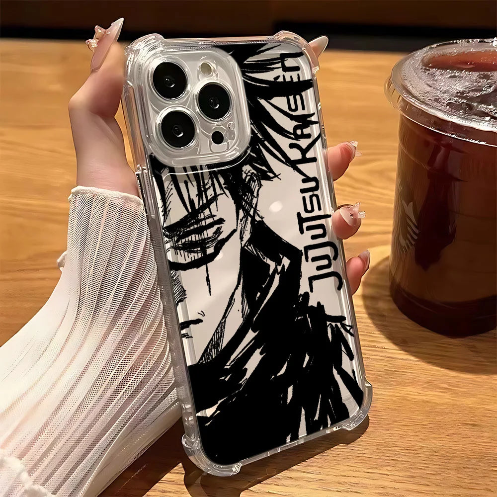 Anime Jujutsus Kaisens Gojo Phone Case for IPhone 16 15 14 13 12 11 Mini Pro Max X XR XSMax 8 Plus Shockproof Transparent Cover